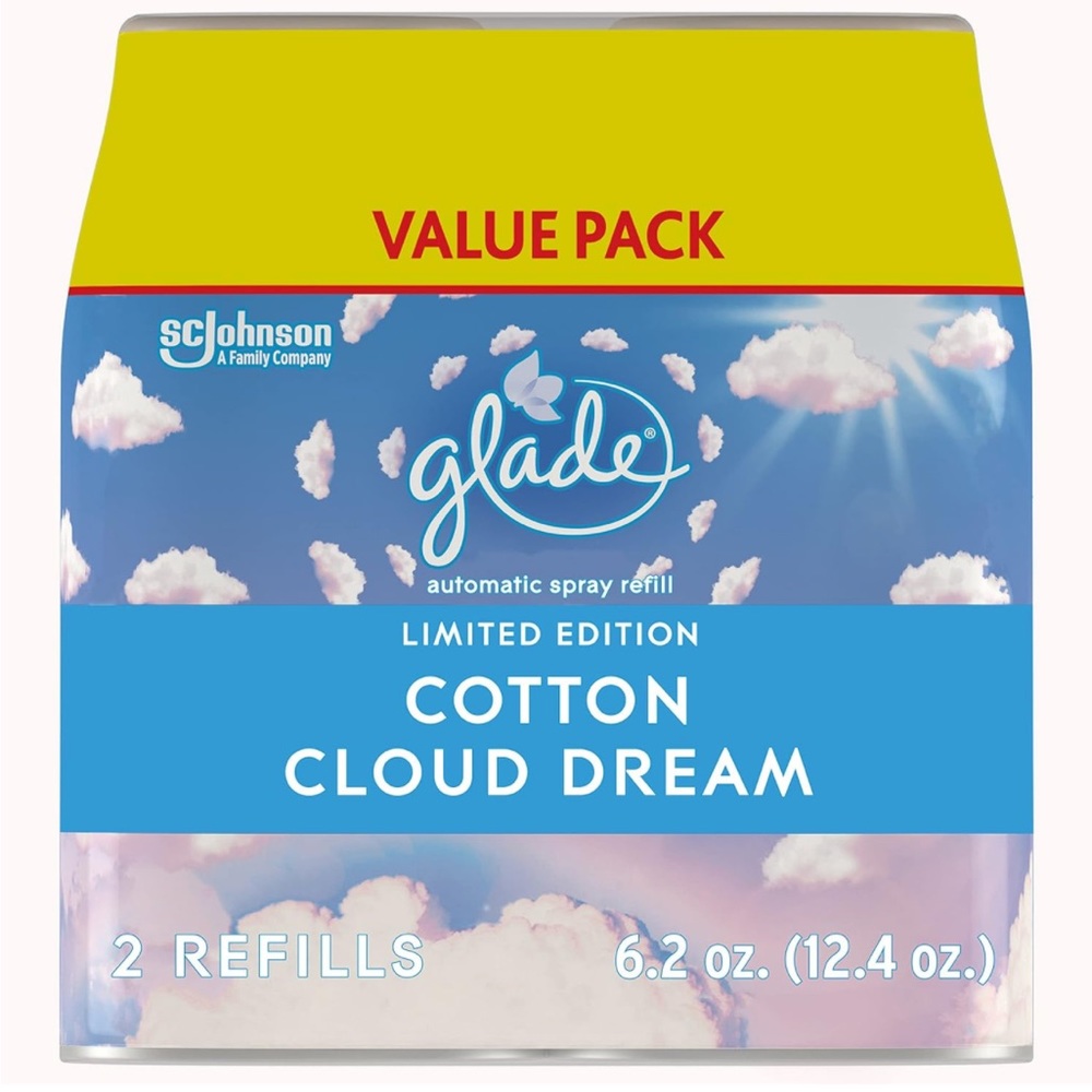 Glade Automatic Refill for Home and Bathroom,Cotton Cloud Dream, 6.2 Oz, 2 Count
